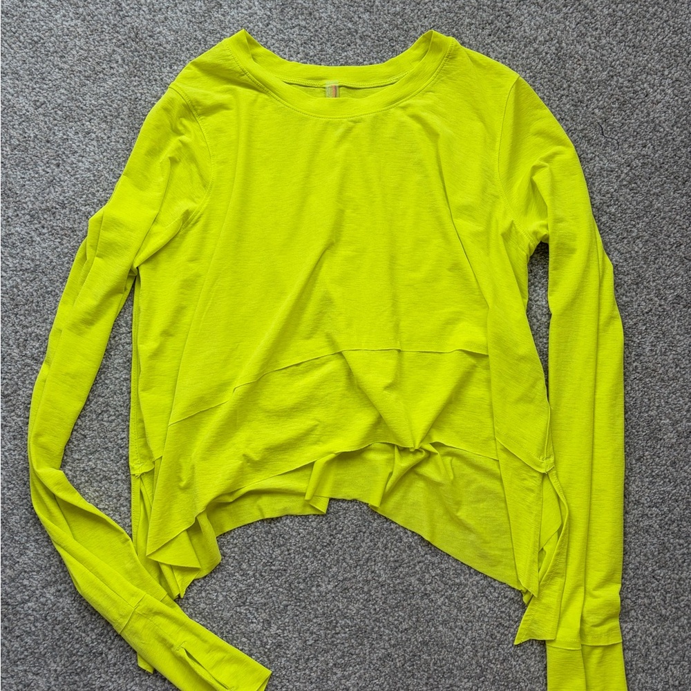 FP Movement by Free People Neon Lime Asymmetrical Layered Long Sleeve Top - Picture 2 of 3